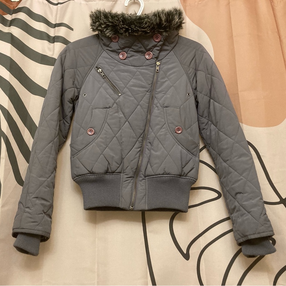 Vintage French Connection Cropped Bomber Style Puffer Jacket - Picture 2 of 6